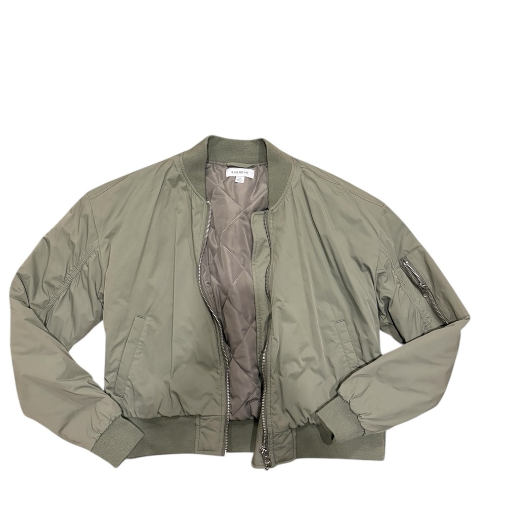 Evereve Olive Green Quilted Bomber Jacket
